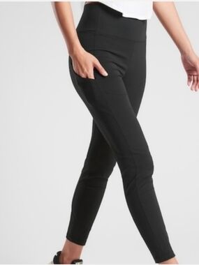 Athleta Trekkie Hibrid Crop Tight Black Pant High-Rise Hiking Explore Women Sz6